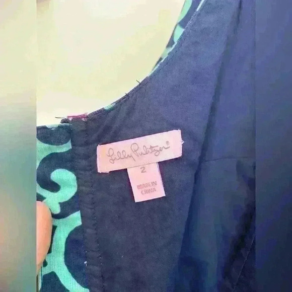 Lilly Pulitzer Delia Fountain Hopping Pink Blue Shift Dress - Picture 4 of 9